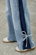 High Rise Contrast Wide Leg With Ribbon Tie | Mixtshop LLC