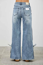 High Rise Contrast Wide Leg With Ribbon Tie | Mixtshop LLC