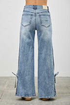 High Rise Contrast Wide Leg With Ribbon Tie | Mixtshop LLC