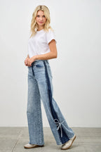 High Rise Contrast Wide Leg With Ribbon Tie | Mixtshop LLC