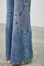 High Rise Star Pull On Knit Denim With Wide Leg | Mixtshop LLC