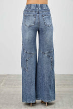 High Rise Star Pull On Knit Denim With Wide Leg | Mixtshop LLC