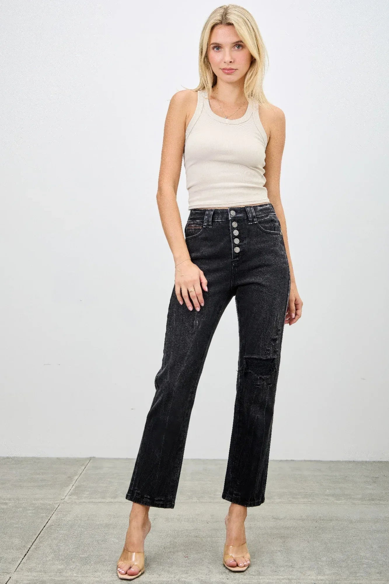 High Rise Slim Fit With Button Fly | Mixtshop LLC