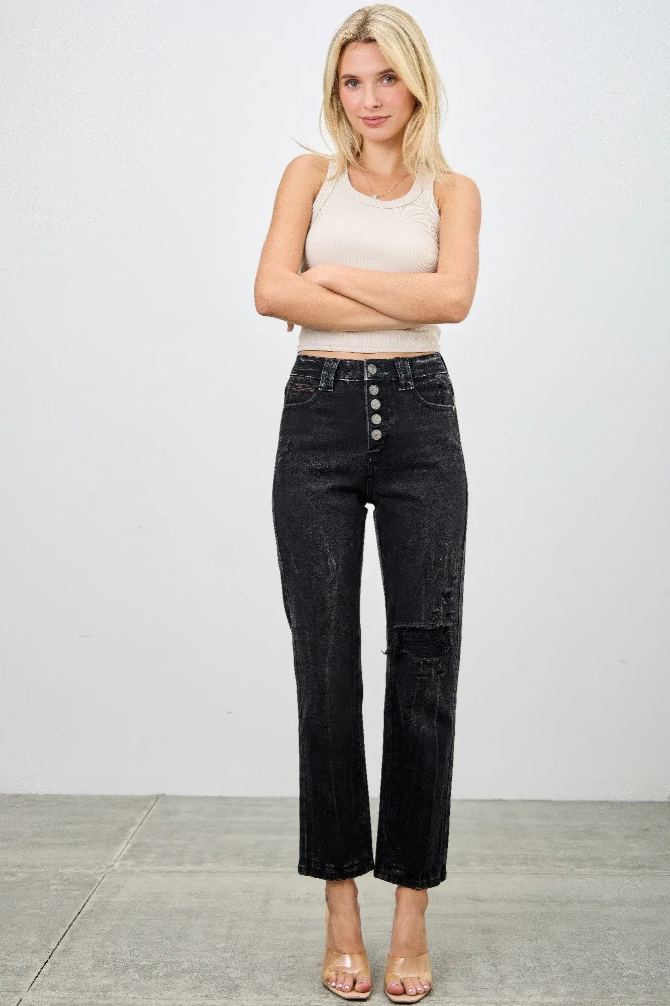 High Rise Slim Fit With Button Fly | Mixtshop LLC
