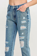 High Rise Distressed Relaxed Straight | Mixtshop LLC