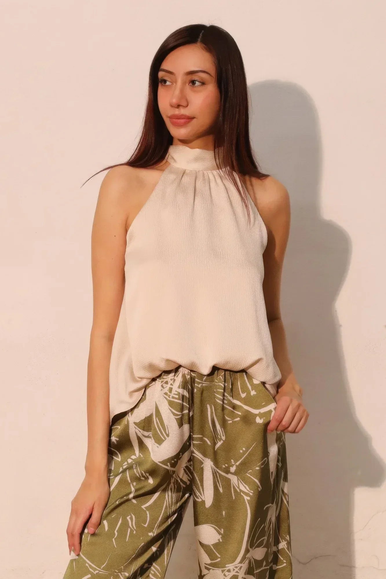 Hammered Satin Halter Bubble Top | Mixtshop LLC