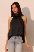 Hammered Satin Halter Bubble Top | Mixtshop LLC