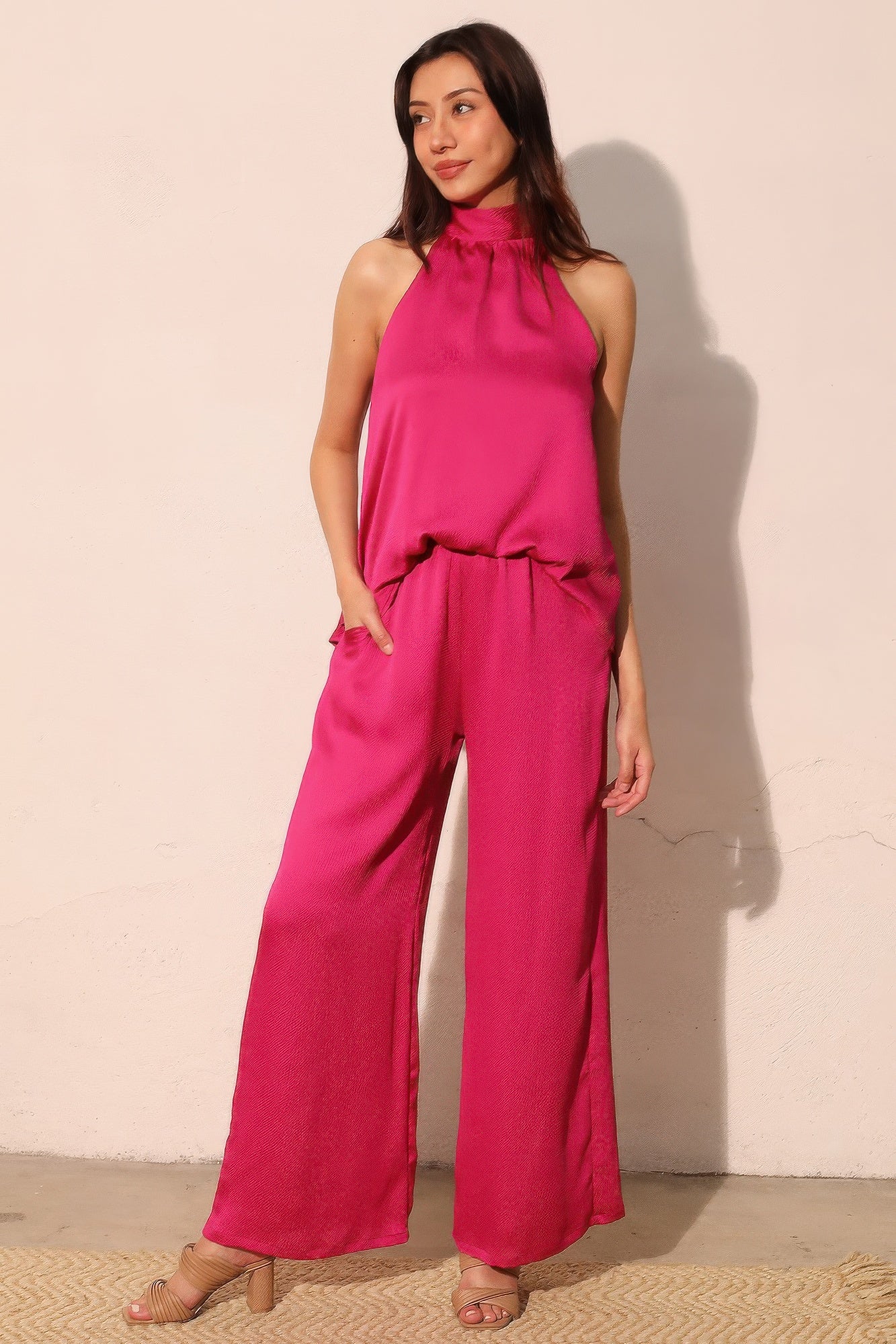 Hammered Satin Halter Bubble Top Secondary image