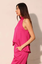 Hammered Satin Halter Bubble Top | Mixtshop LLC
