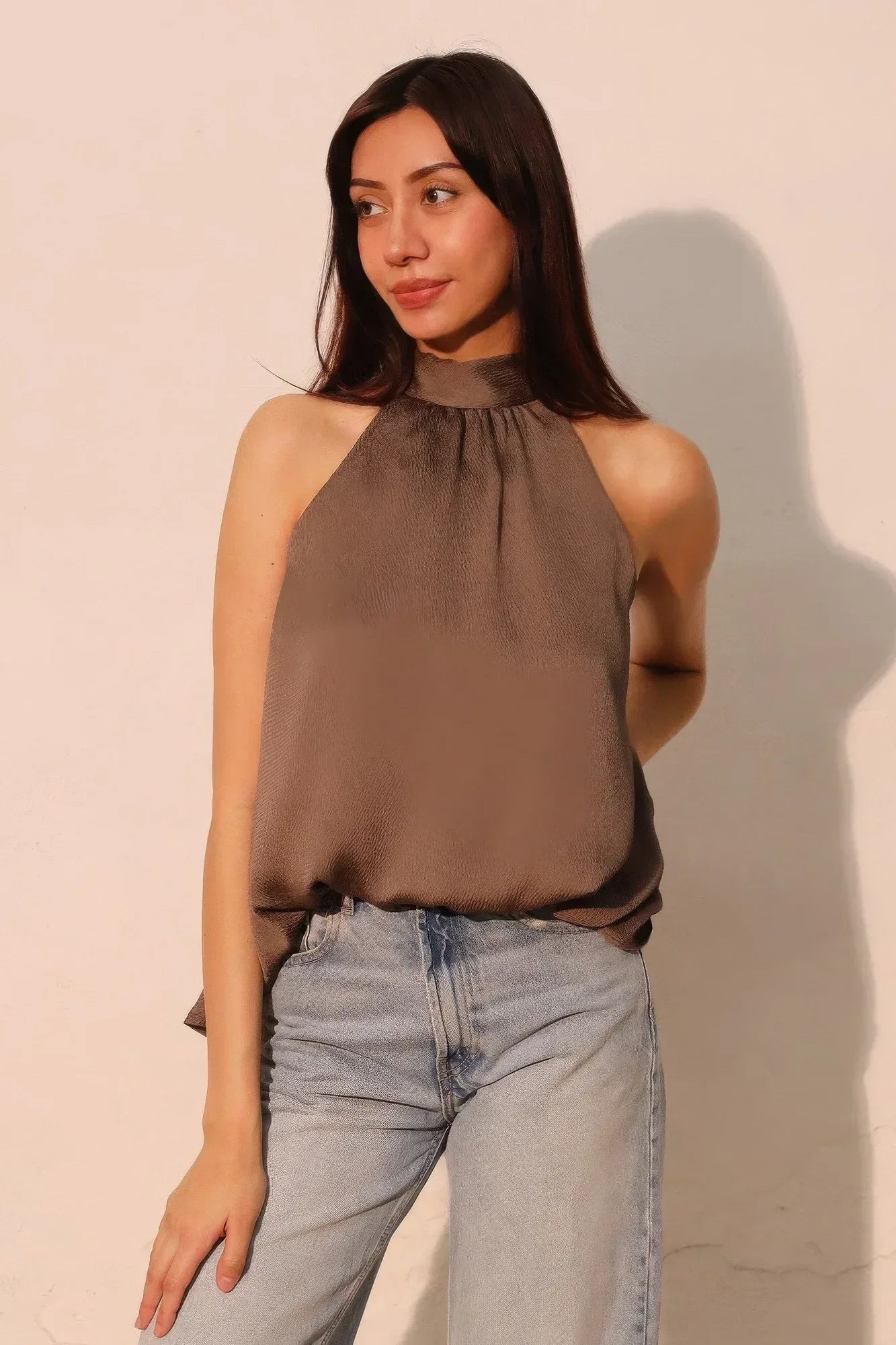 Hammered Satin Halter Bubble Top | Mixtshop LLC