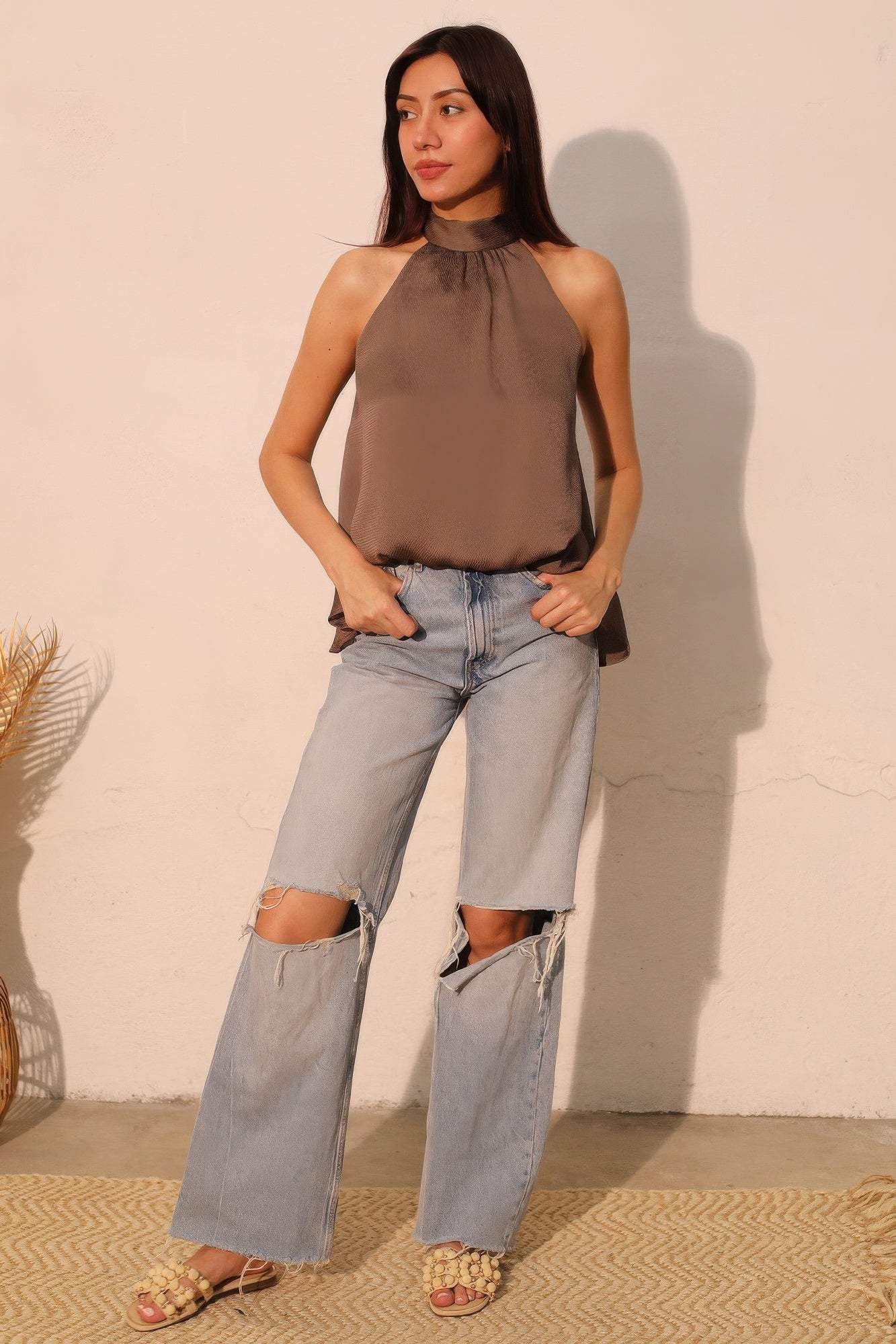 Hammered Satin Halter Bubble Top Secondary image