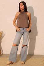 Hammered Satin Halter Bubble Top | Mixtshop LLC