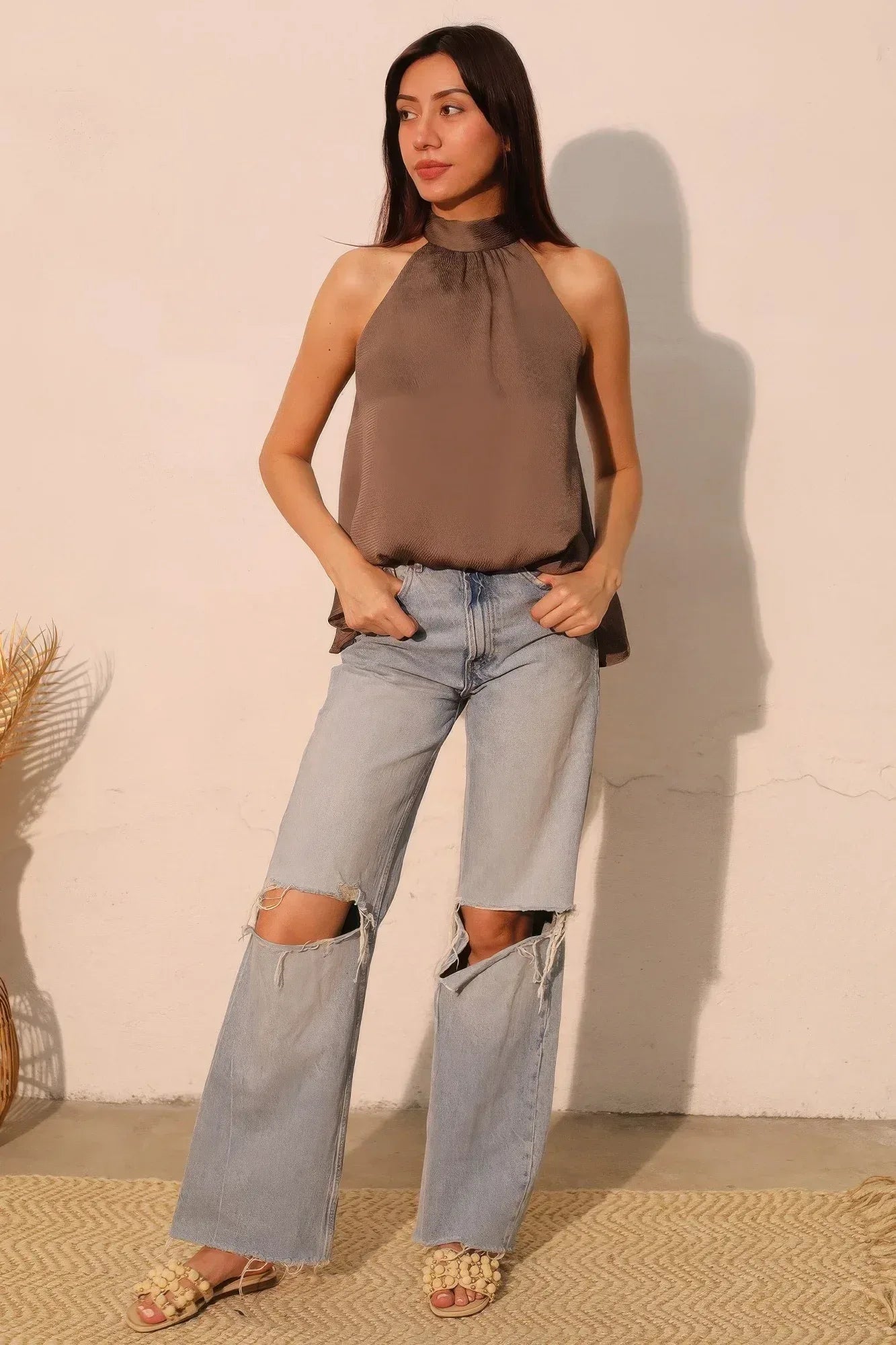 Hammered Satin Halter Bubble Top | Mixtshop LLC