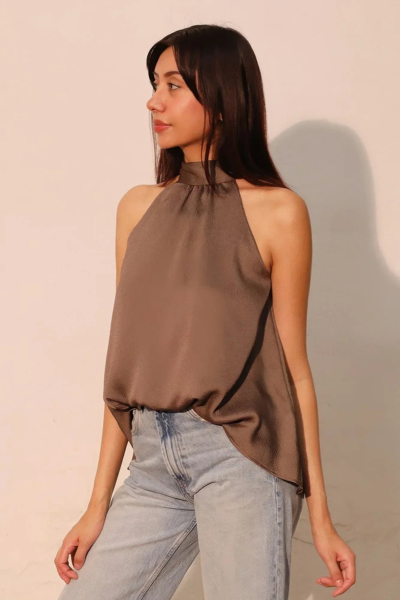 Hammered Satin Halter Bubble Top | Mixtshop LLC