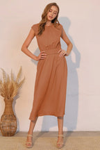 Matte Crepe Ruched Elastic Midi Dress | Mixtshop LLC