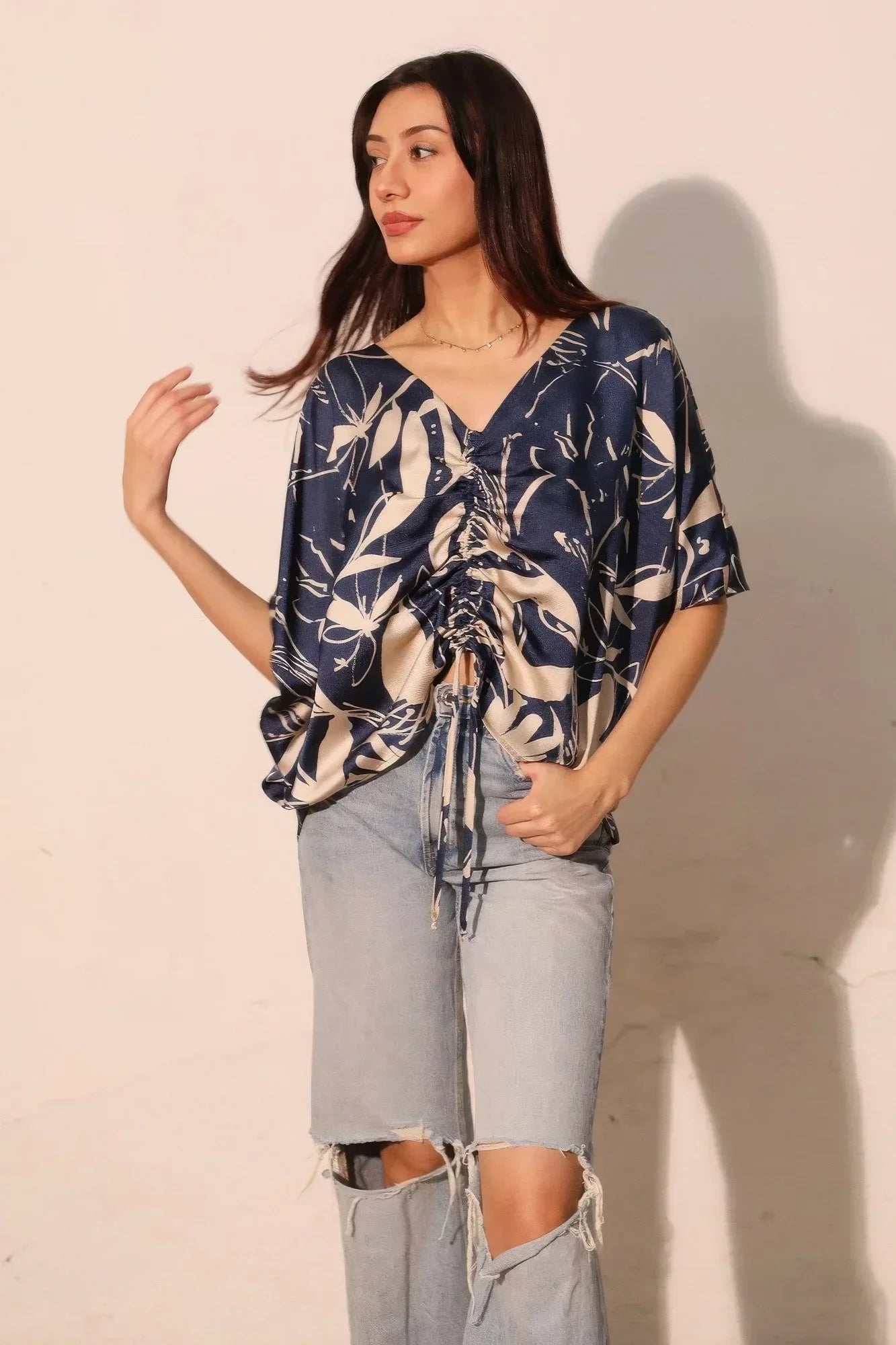 Dreaming Lily Satin Drawstring Dolman Top | Mixtshop LLC