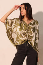 Dreaming Lily Satin Drawstring Dolman Top | Mixtshop LLC