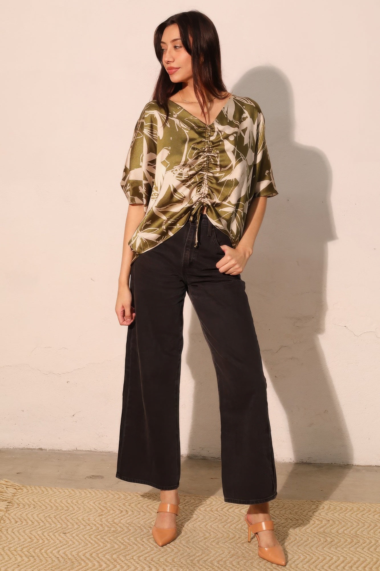 Dreaming Lily Satin Drawstring Dolman Top Secondary image