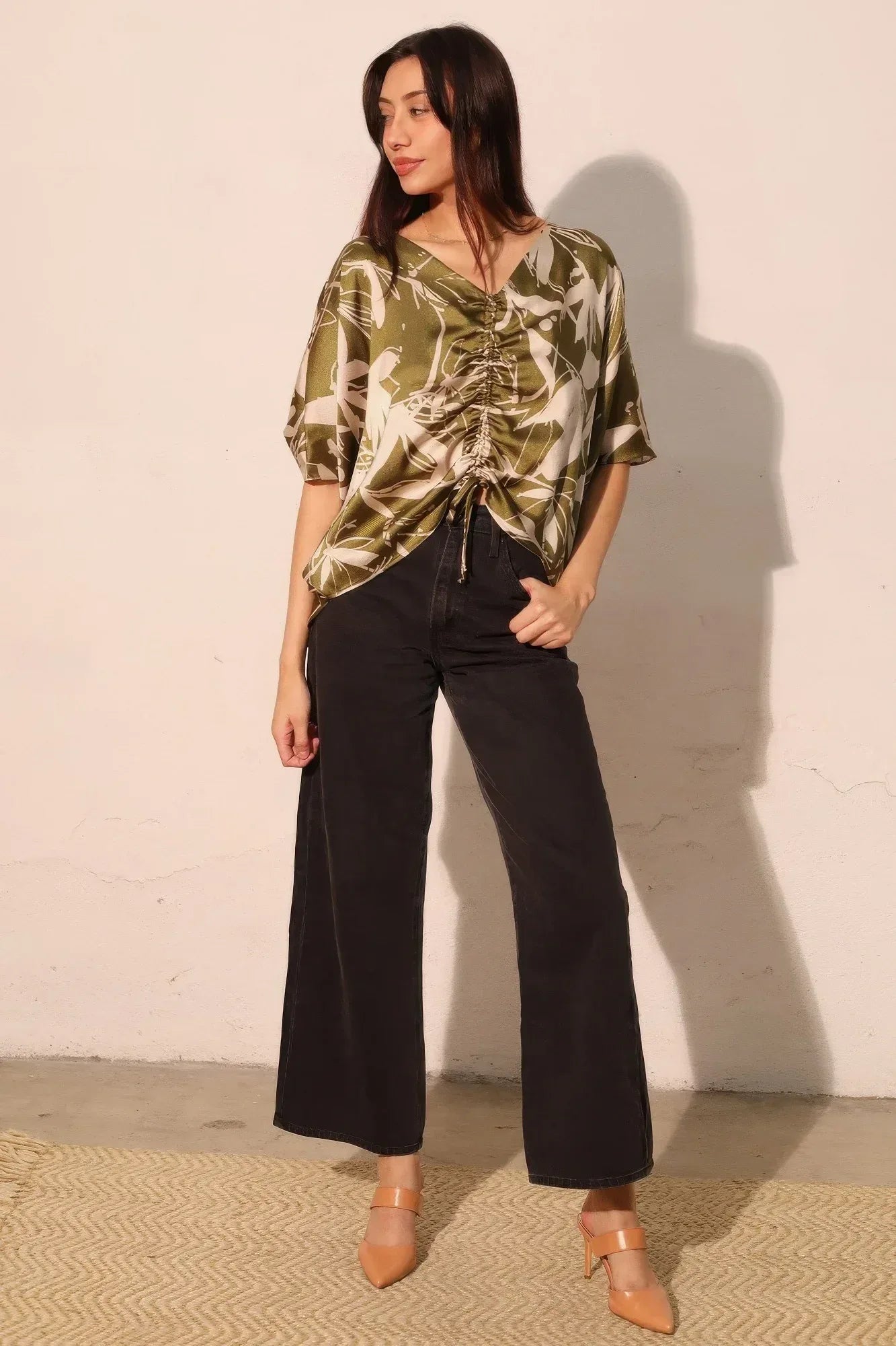 Dreaming Lily Satin Drawstring Dolman Top | Mixtshop LLC