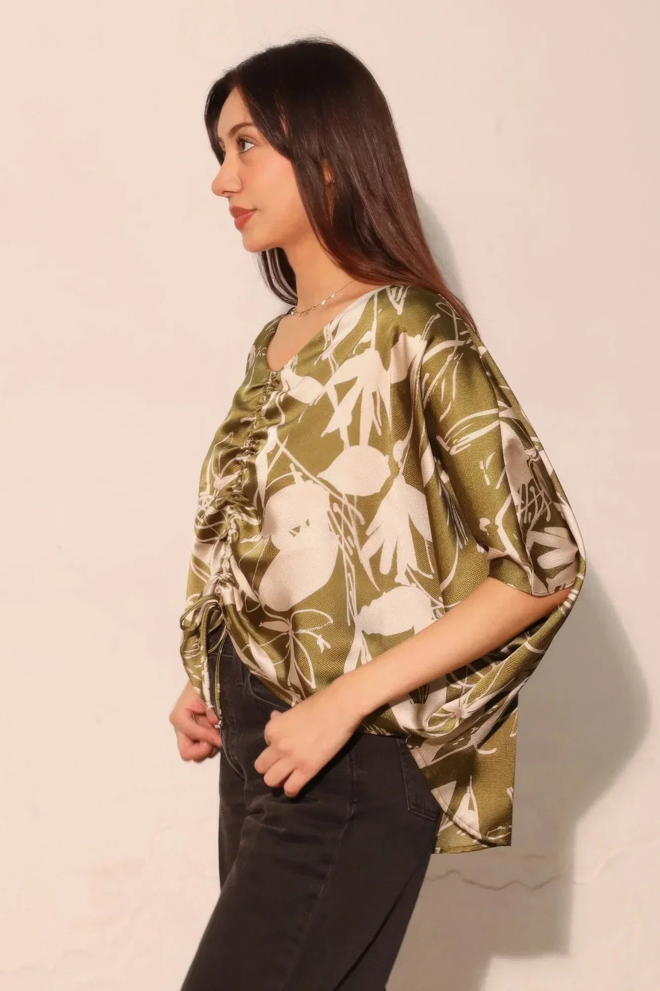 Dreaming Lily Satin Drawstring Dolman Top | Mixtshop LLC