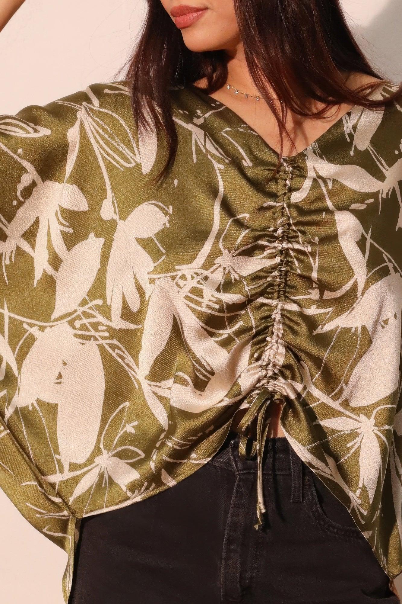 Dreaming Lily Satin Drawstring Dolman Top | Mixtshop LLC