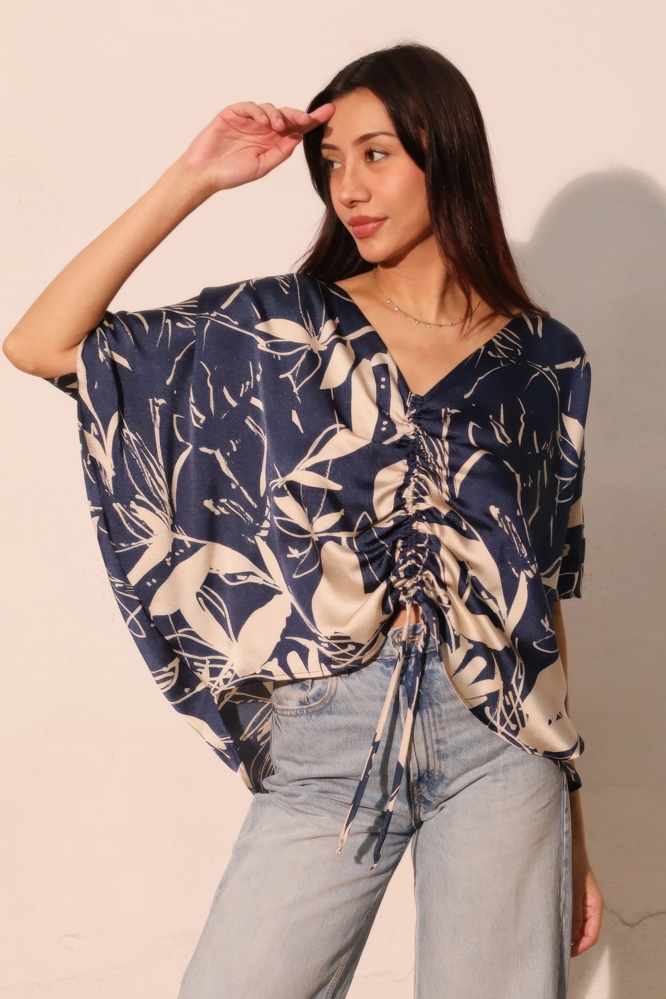 Dreaming Lily Satin Drawstring Dolman Top Secondary image