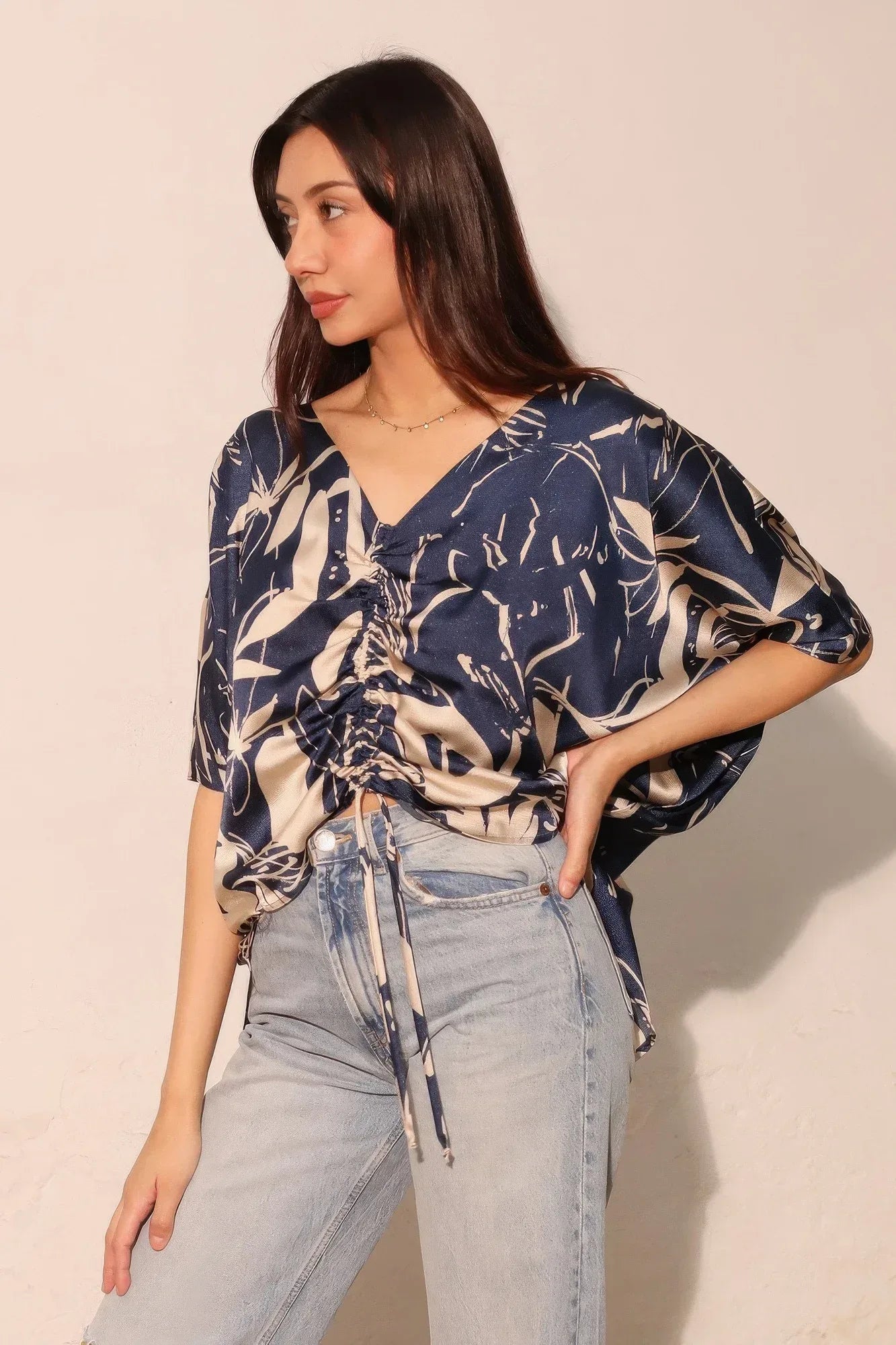 Dreaming Lily Satin Drawstring Dolman Top | Mixtshop LLC