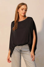 Washed Poly Silk Boat Neck Caftan Top | Mixtshop LLC
