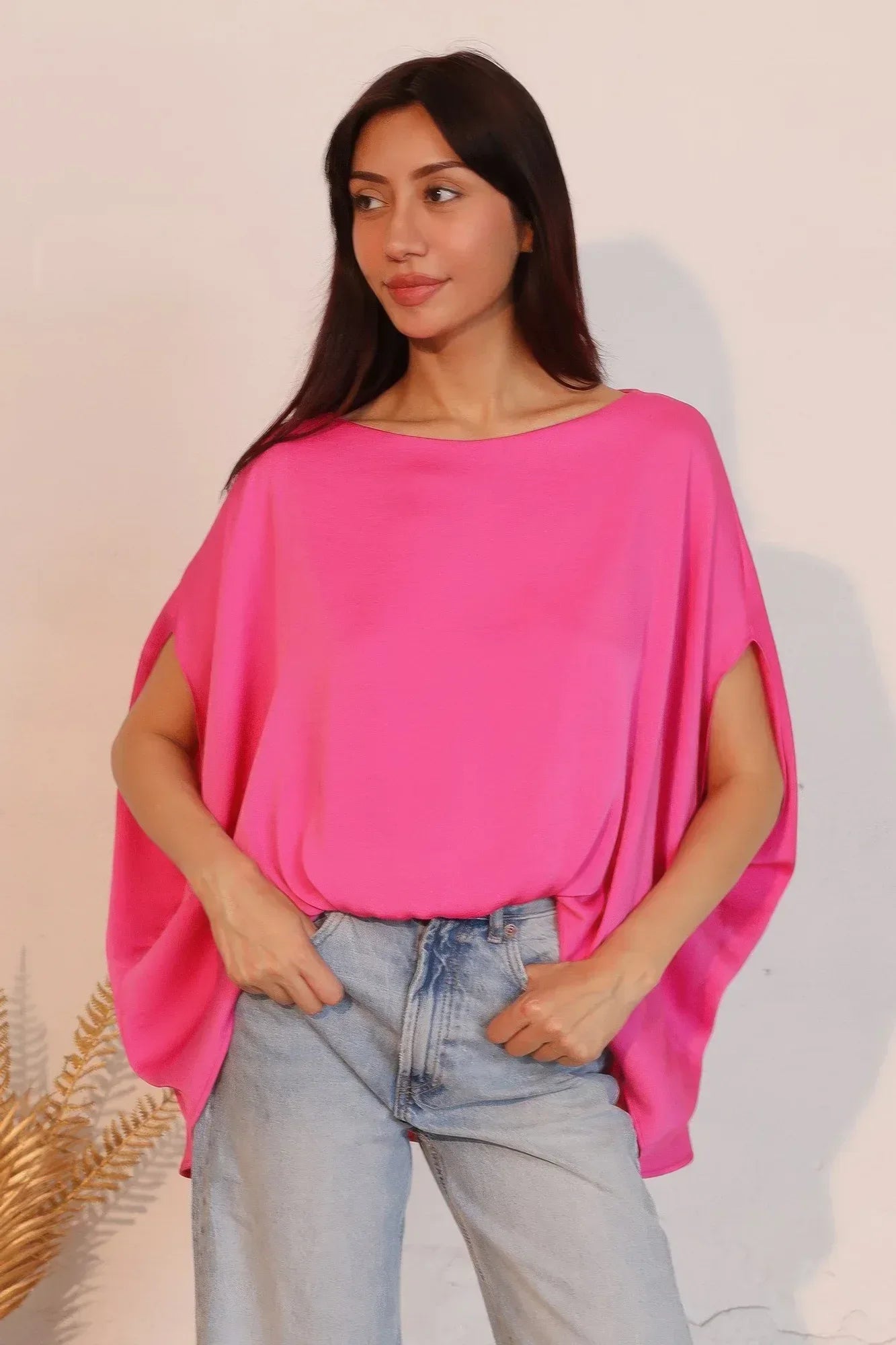 Washed Poly Silk Boat Neck Caftan Top | Mixtshop LLC