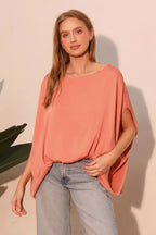 Washed Poly Silk Boat Neck Caftan Top | Mixtshop LLC