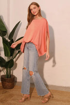 Washed Poly Silk Boat Neck Caftan Top | Mixtshop LLC