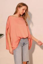 Washed Poly Silk Boat Neck Caftan Top | Mixtshop LLC