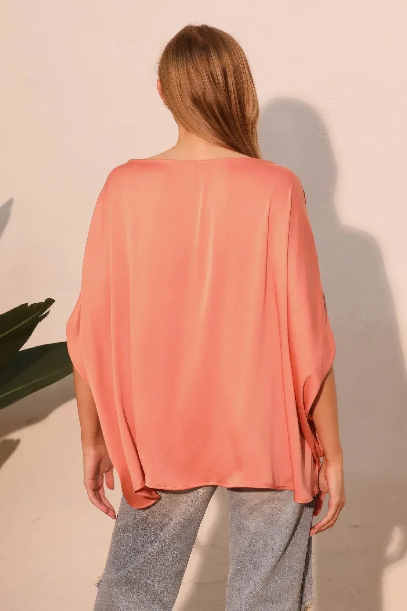 Washed Poly Silk Boat Neck Caftan Top | Mixtshop LLC