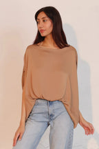 Washed Poly Silk Boat Neck Caftan Top | Mixtshop LLC