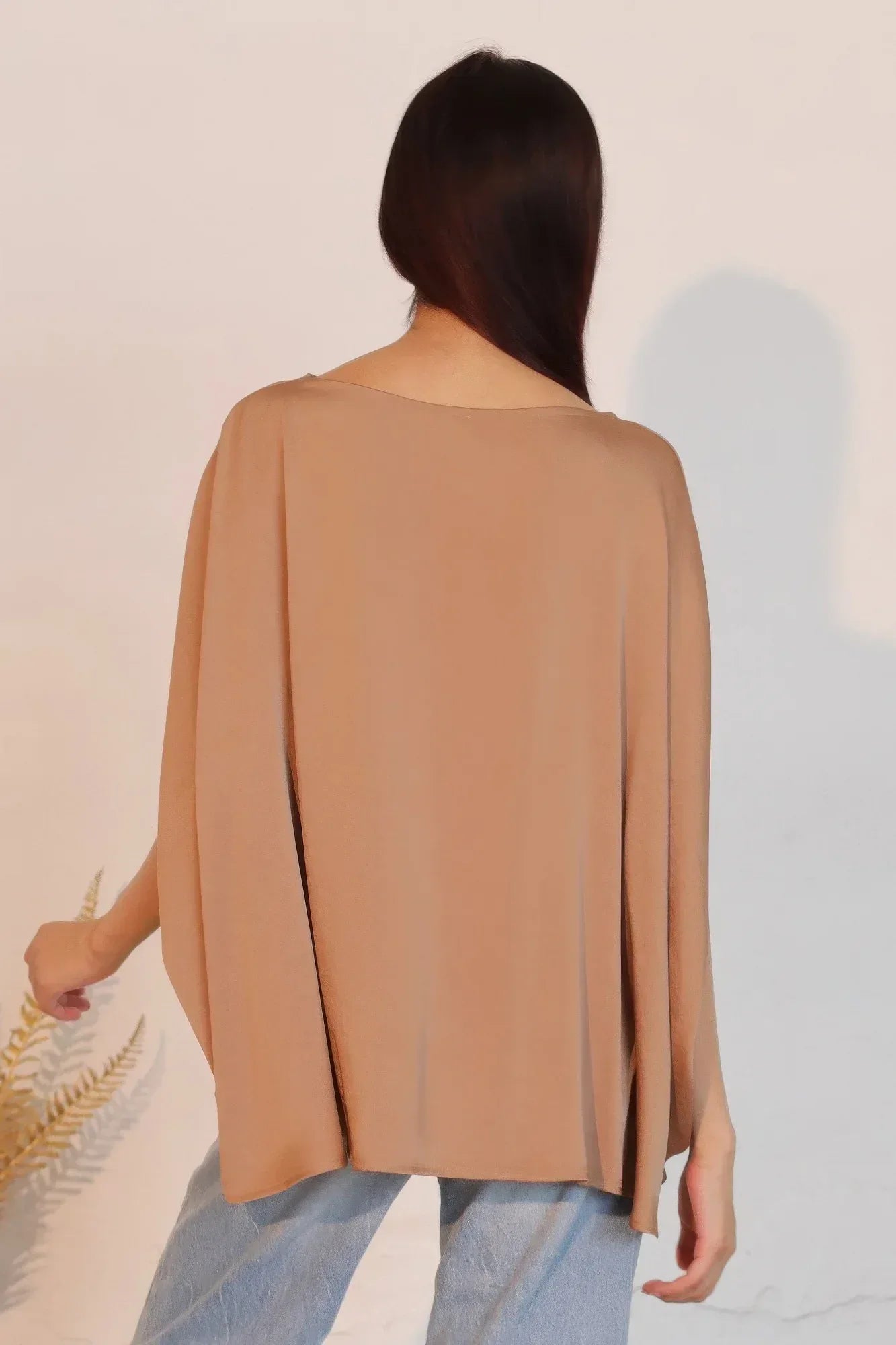 Washed Poly Silk Boat Neck Caftan Top | Mixtshop LLC