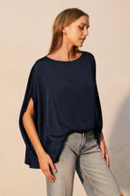 Washed Poly Silk Boat Neck Caftan Top | Mixtshop LLC