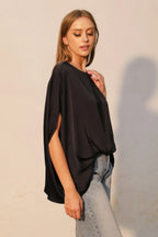 Washed Poly Silk Boat Neck Caftan Top | Mixtshop LLC