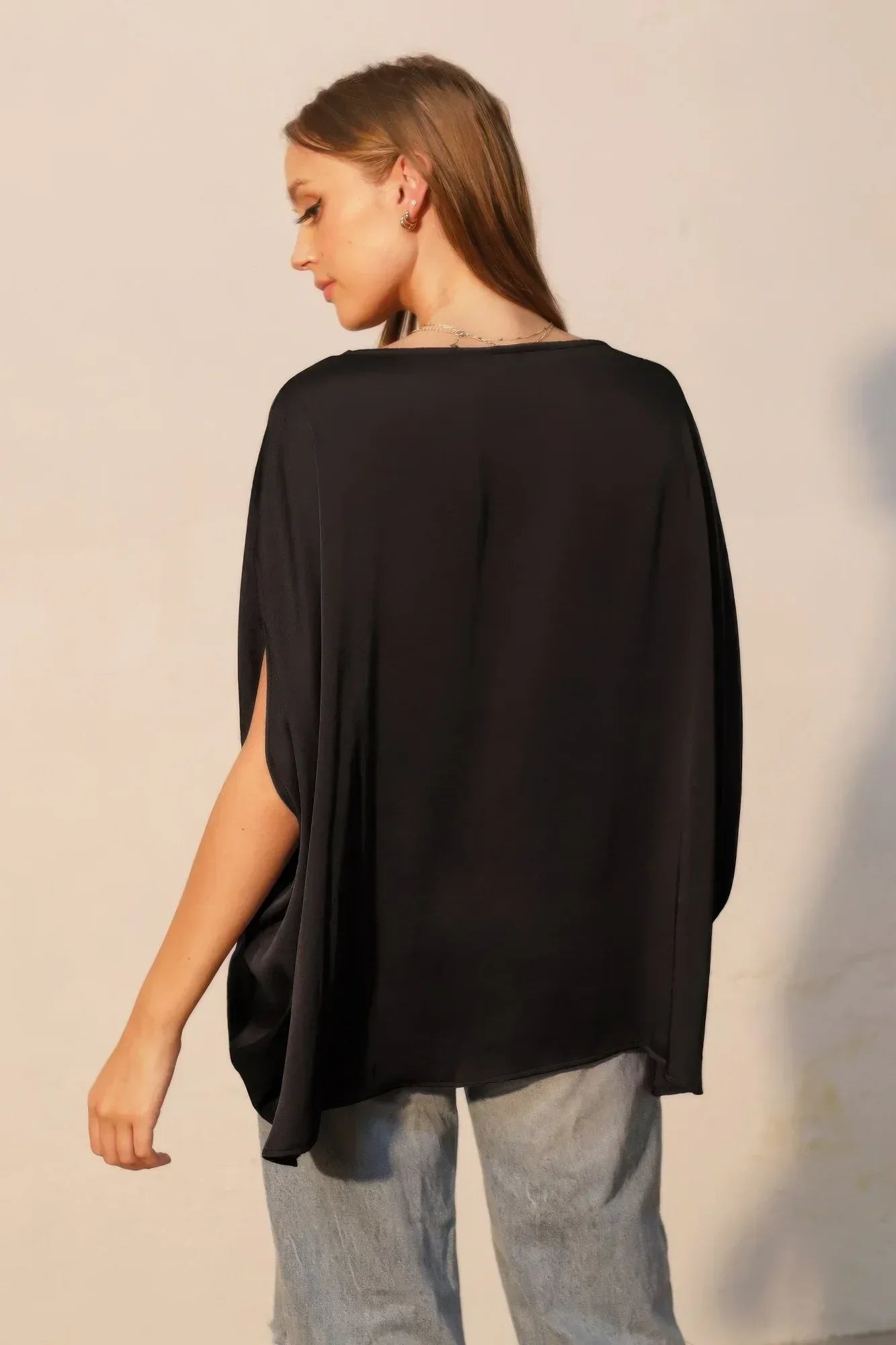 Washed Poly Silk Boat Neck Caftan Top | Mixtshop LLC