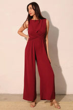 Textured Solid Twist Front Jumpsuit | Mixtshop LLC