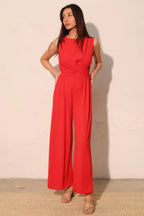 Textured Solid Twist Front Jumpsuit | Mixtshop LLC