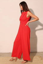 Textured Solid Twist Front Jumpsuit | Mixtshop LLC