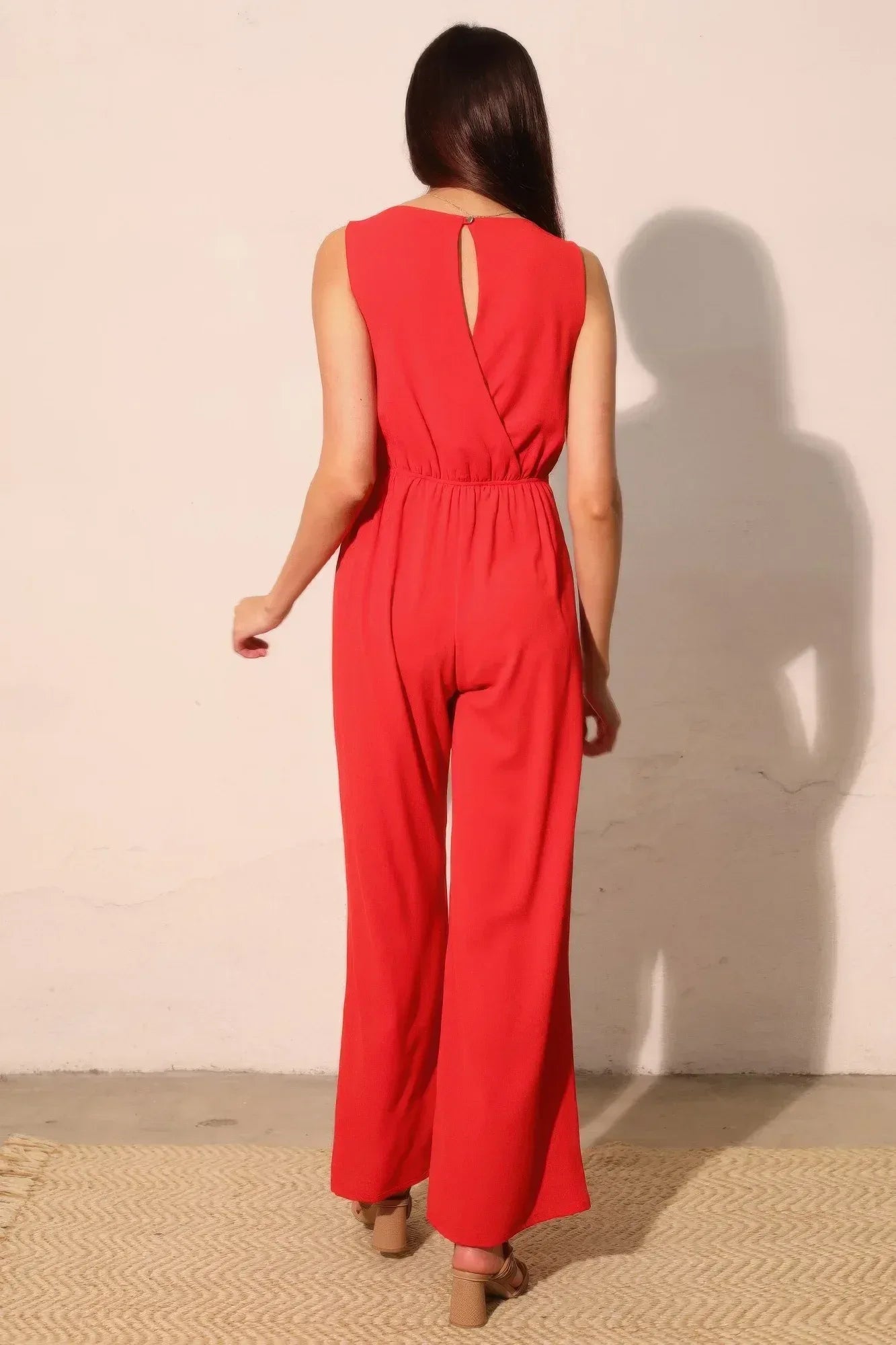 Textured Solid Twist Front Jumpsuit | Mixtshop LLC