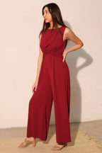 Textured Solid Twist Front Jumpsuit | Mixtshop LLC