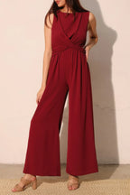 Textured Solid Twist Front Jumpsuit | Mixtshop LLC
