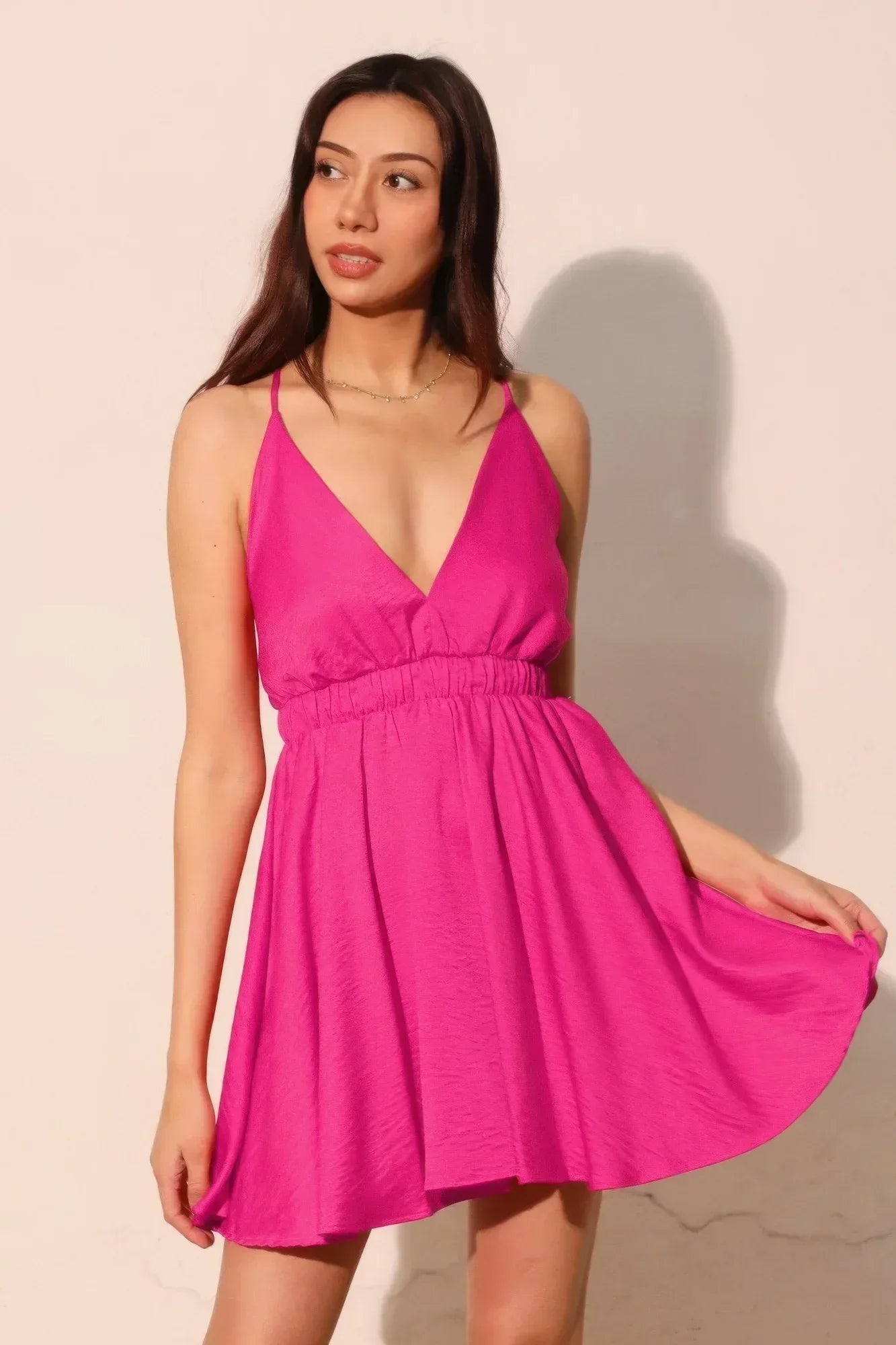 Washed Satin Crepe Cami Skater Dress | Mixtshop LLC