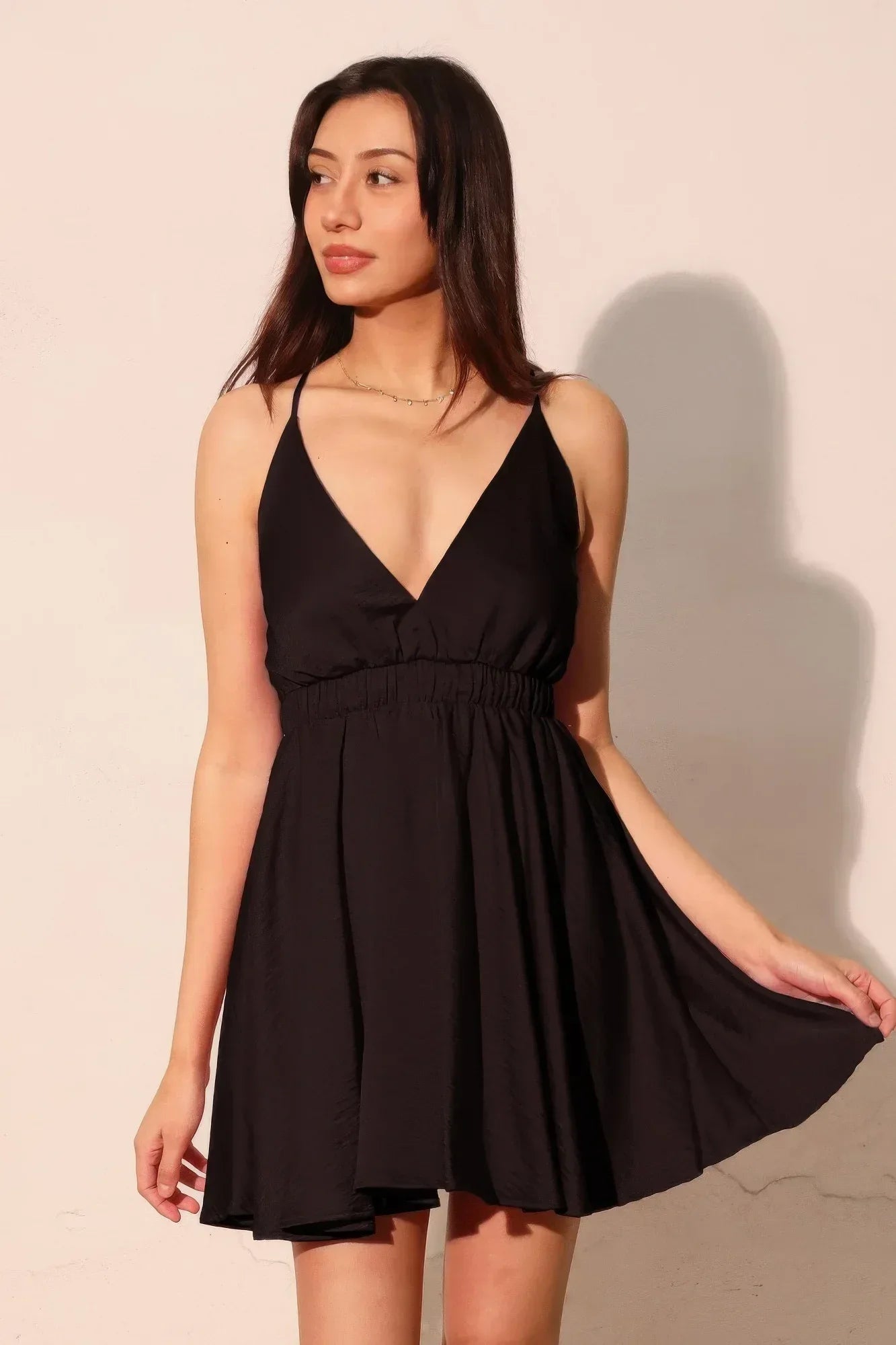 Washed Satin Crepe Cami Skater Dress | Mixtshop LLC