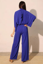 Textured Solid Mock Neck Caftan Jumpsuit | Mixtshop LLC