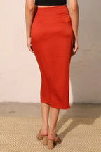 Washed Satin Crepe Side Wrap Midi Skirt | Mixtshop LLC