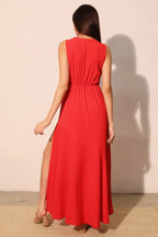 Textured Solid V-neck Maxi Dress | Mixtshop LLC