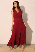 Textured Solid V-neck Maxi Dress | Mixtshop LLC